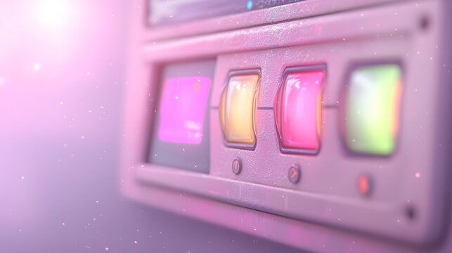 Futuristic Pink User Interface Elements Floating in Space