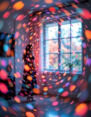 Poster - imagine an abstract digital background that captivates the eye with a mesmerizing display of simple, random blurry small circles forming a bokeh particular pattern