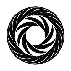 Poster - Abstract black and white graphic design of a circular shape with swirling curved lines