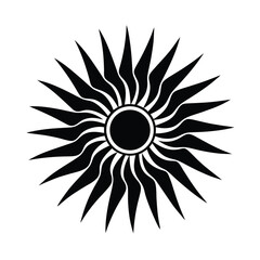 Poster - Abstract black and white sunburst design with sharp rays radiating outwards isolated on a white background.