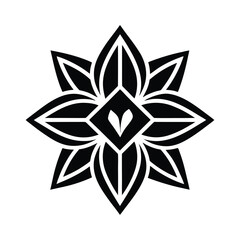 Poster - Elegant floral design with geometric elements in black and white perfect for decoration and logos