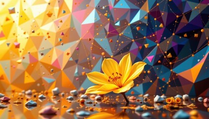 Poster - imagine a mesmerizing digital artwork posed of abstract geometric shapes in a myriad of shades and c
