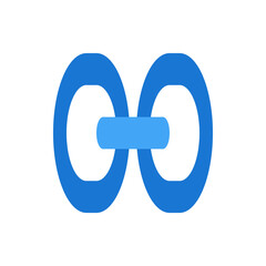 Poster - Blue link icon depicting two connected circles with a horizontal bar in the middle on a white background