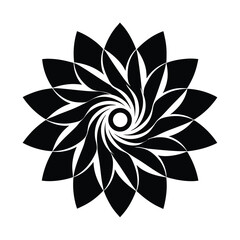 Poster - Elegant black and white floral design featuring swirling petals and concentric spiral pattern