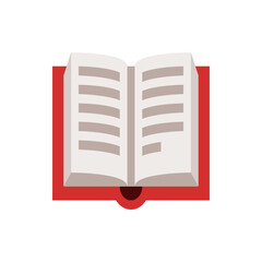 Poster - Illustration of an open book with a red cover and blank pages displayed in a simple flat design style