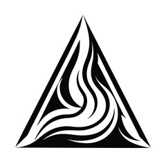 Poster - Modern geometric illustration of a triangular shape featuring curvilinear swirls in black and white
