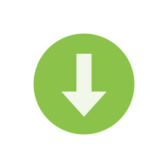 Aufkleber - A green circle with a white arrow pointing downwards in the center of the circle in a simple design