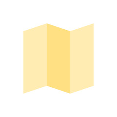 Poster - Illustration of a three panel folded paper in shades of yellow on a white background in portrait mode