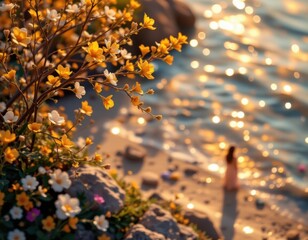 Poster - imagine a mesmerizing art piece that captures the essence of a paradise bathed in glorious goldenrod tones