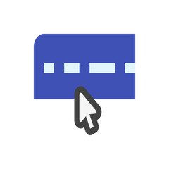 Poster - Cursor pointing at a blue rounded rectangle with white dashes representing a user interface element here