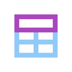 Poster - Illustration of a grid structure with a purple rectangle on top and a light blue grid below it on white background