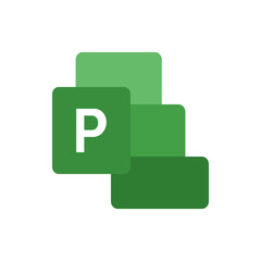 Poster - A green icon with a white letter p on a square with other green squares in the background design logo