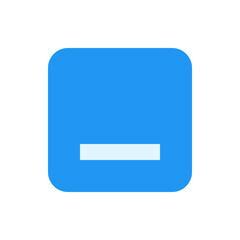 Poster - A blue rounded square with a light gray horizontal rectangle centered inside it on a white background
