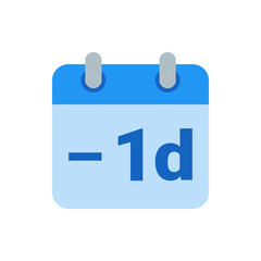 Poster - Blue calendar icon showing minus one day representing a countdown or time reduction of one day period