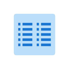 Poster - Illustration of a light blue rectangle with rounded corners containing two columns of blue list items