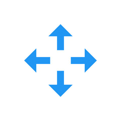 Poster - Four blue arrows pointing in different directions on a white background in simple vector graphic style