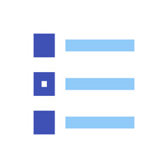 Poster - Three rows of shapes with dark blue squares and light blue rectangles arranged on a white background view