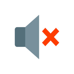 Poster - Illustration of a muted speaker icon with a red x symbol indicating no sound on a white background image
