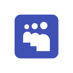 Poster - Illustration of a rounded square with a stylized group of people icon in white on a blue background