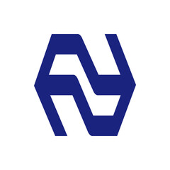 Poster - A stylized blue logo featuring two interconnected arrows pointing in opposite directions on white background