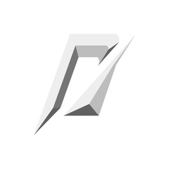 Poster - A stylized abstract logo featuring sharp angular shapes in shades of gray on a white background design art