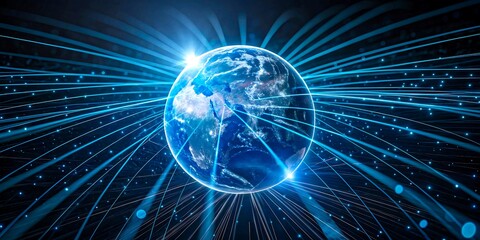 Global Network Connection Earth Digital Technology Internet World Wide Web Communication Data Stream