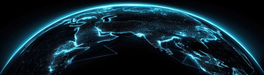 Poster - A glowing globe of the world reveals connected infrastructure and systems