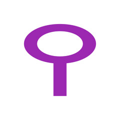 Poster - A simple purple illustration of a lollipop shape with a circle on top and a stick below on a white background