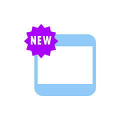 Poster - Light blue rounded rectangle frame with white space and a purple new tag on the upper left corner