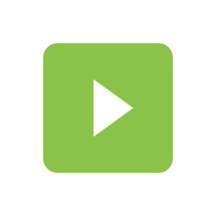 Poster - Green rounded square with a white play button pointing right in the center of the square shape design