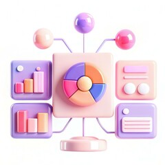 Fototapete - A colorful infographic design with stylish charts and graphs in a modern layout, featuring soft pastel colors and geometric elements.