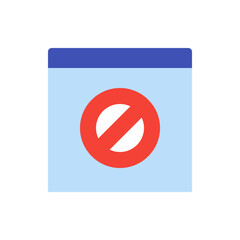 Poster - Blue and light blue square with rounded corners and a red circle with a line through it in the center