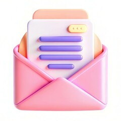 Fototapete - A stylized envelope with a letter featuring colorful design elements and modern textures.