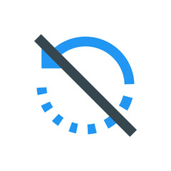 Poster - Blue arc and dashed arc with a dark gray line diagonally across on a white background in a simple design