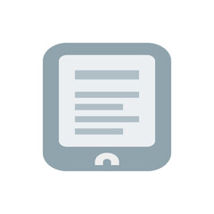 Poster - Illustration of a gray tablet device with a white screen displaying horizontal text and a button below