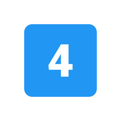 Poster - White number four on a rounded blue square background creating a simple graphic design element for use