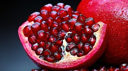 Poster - A close up of a ripe pomegranate fruit with seeds