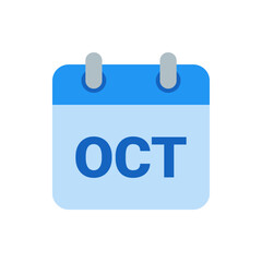 Poster - Illustration of a blue calendar icon displaying the month of october with a simple and clean design style