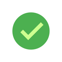 Poster - A green circle containing a light green check mark in the center on a white isolated background image
