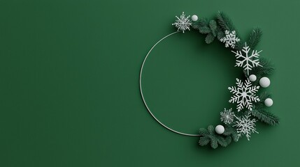 Poster - A Festive Wreath Decoration Displayed Against Green Background