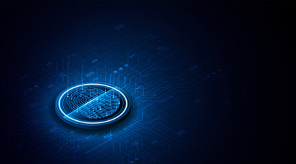 Leinwandbilder - Abstract technology circuit board background. Fingerprint scanning cybersecurity concept. modern technology innovation concept background	