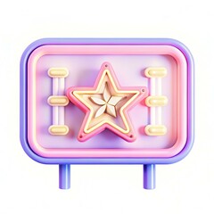 Poster - A colorful star-shaped design set on a modern background featuring playful 3D elements and smooth textures.