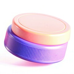Poster - A colorful, modern container with a textured surface and a smooth lid, displayed in a gradient of pink and purple.