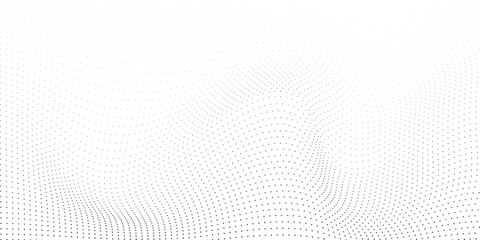 abstract halftone background with wavy surface made of black dots on white modern dots background mo