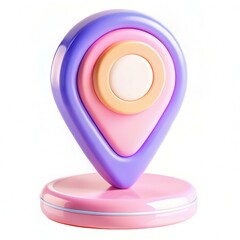 Poster - A stylized location pin design featuring soft pastel colors in purple, pink, and orange, set against a light background.
