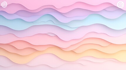 Poster - Pastel Pink Blue Orange Purple Layered Wave Abstract Background