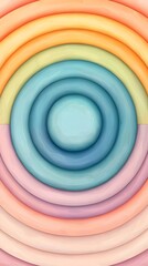 Poster - Pastel Rainbow Concentric Circles Abstract Background