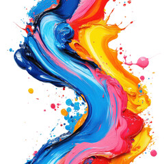 Wall Mural - Colorful abstract paint swirls digital creative environment isolated on transparent background