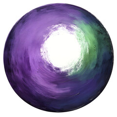 Poster - Purple and green concentric circles creating a white center on a painted canvas