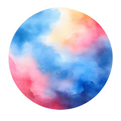 Poster - Colorful watercolor circle showing artistic design with blue, pink, and yellow
